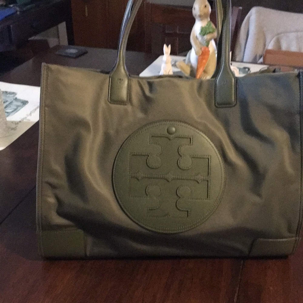 Tory Burch Olive Logo Tote
